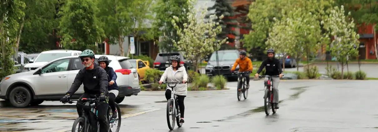 People on bicycles for the bike tours during Nuka Conference