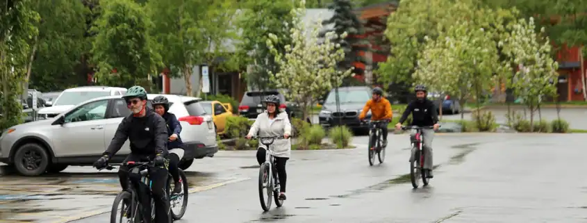 People on bicycles for the bike tours during Nuka Conference