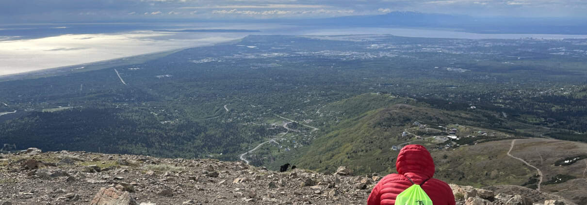 Person looking at the view on Flattop Mountain