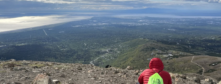 Person looking at the view on Flattop Mountain
