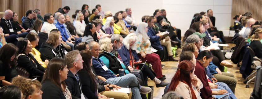 Audience members during the 2023 general conference