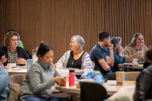 Conference attendees working